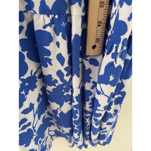 Zara Blue White Floral Maxi Dress Button Front Lightweight Fabric Women’s Casual - Picture 10 of 11